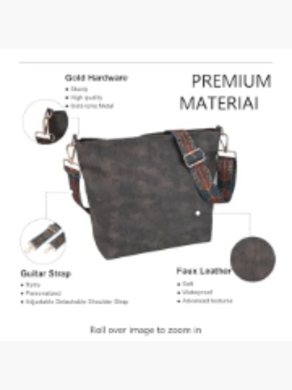 Women's Slouchy Hobo Bag Faux Leather Crossbody Purse with Zipper